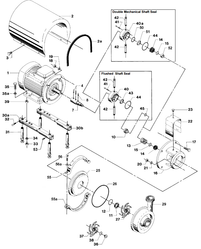 Alfa Laval LKH-5 Centrifugal Pump Diagram Single Flushed Double Mechanical Shaft Seal